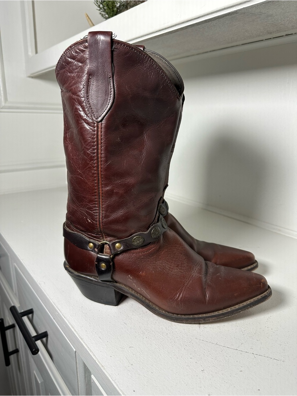 Acme Cowboy Boots Womens 10 Brown Harness Western Vintage Biker Cowgirl USA - Picture 5 of 9